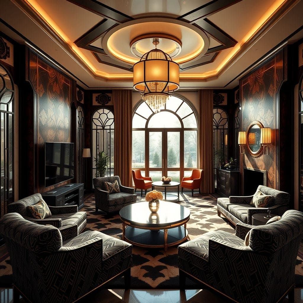 Art Deco Entertainment Room design example 1