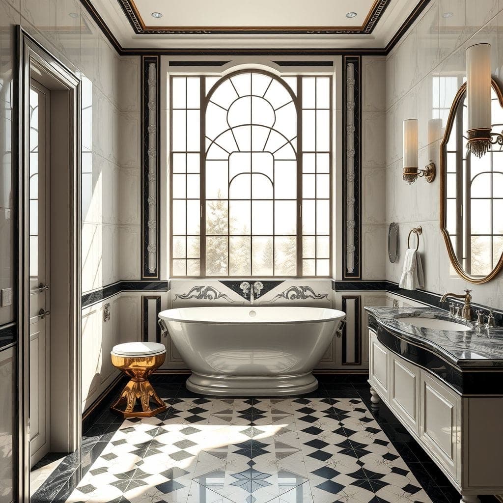 Art Deco Hotel Bathroom design example 1