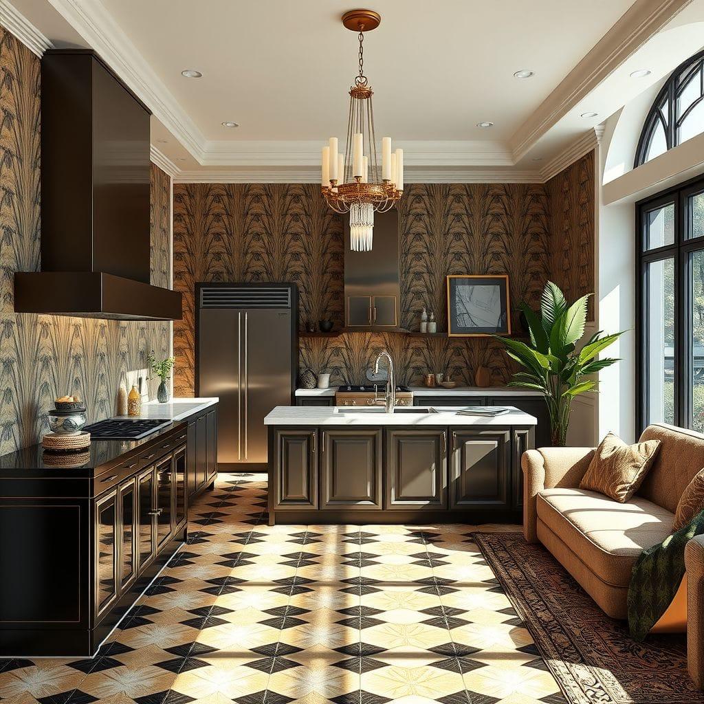 Art Deco Kitchen Living Combo design example 2