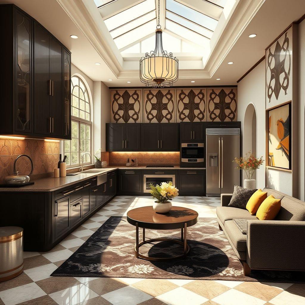 Art Deco Kitchen Living Combo design example 3