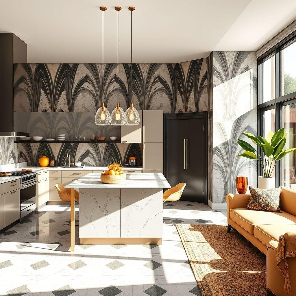 Art Deco Kitchen Living Combo design example 4
