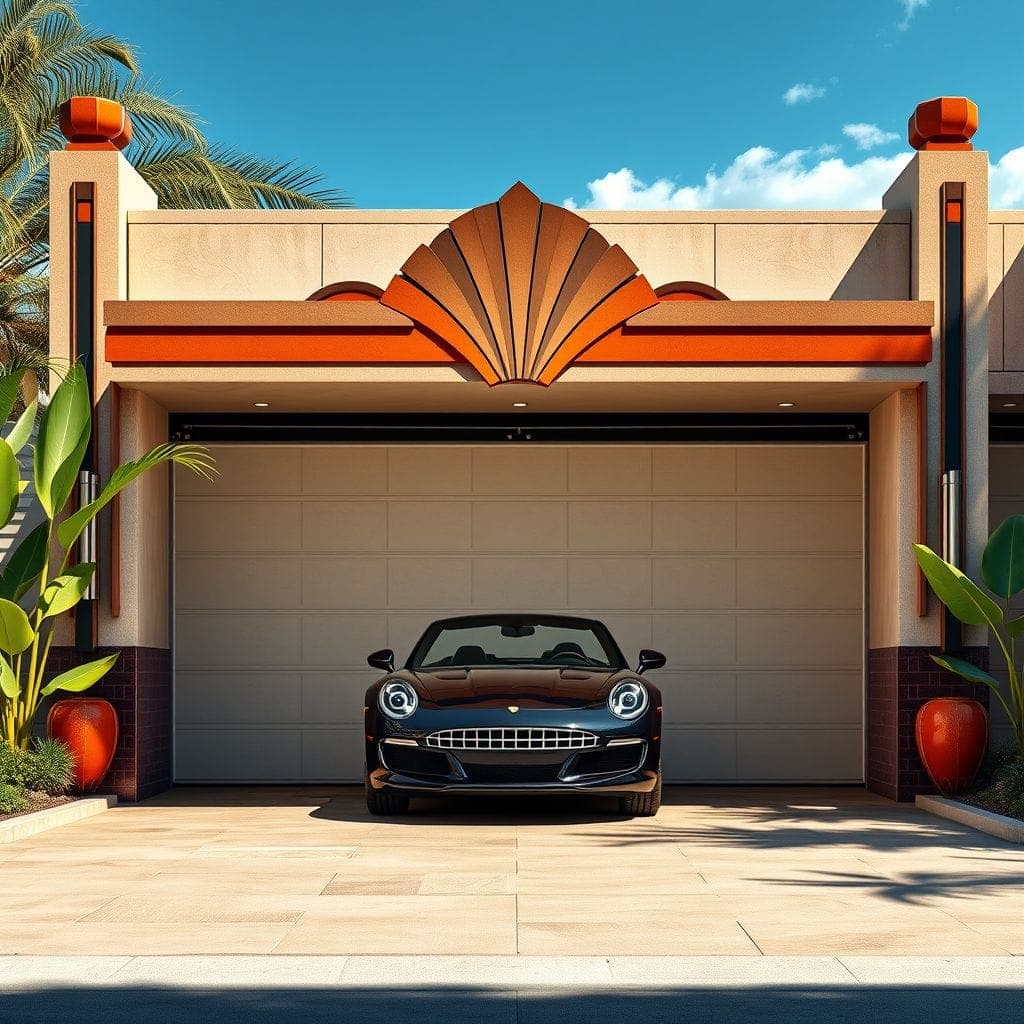 Art Deco Outdoor Garage design example 1