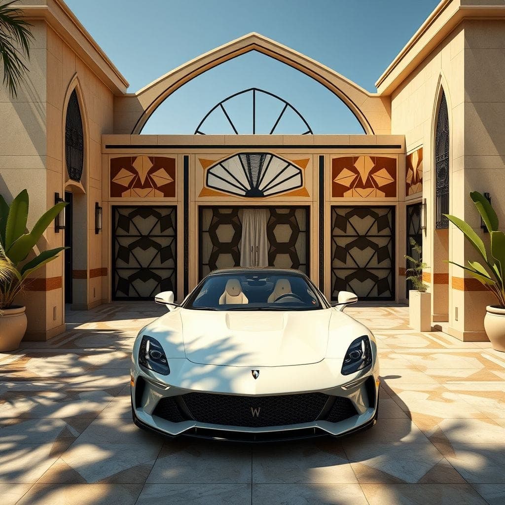 Art Deco Outdoor Garage design example 4