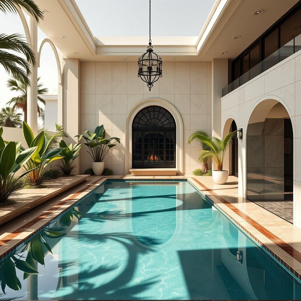 Art Deco Outdoor Pool Area design example 4