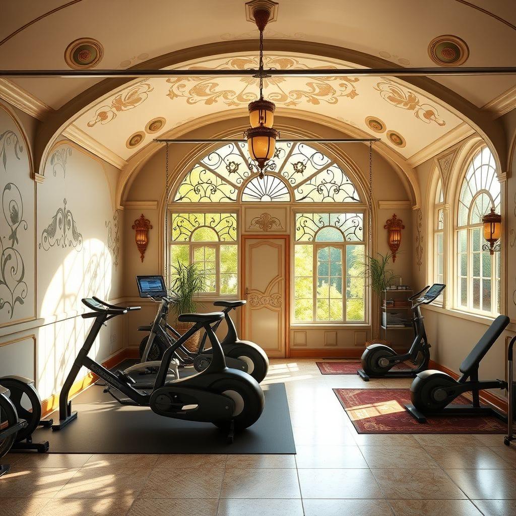 Art Nouveau Garage Gym design example 2