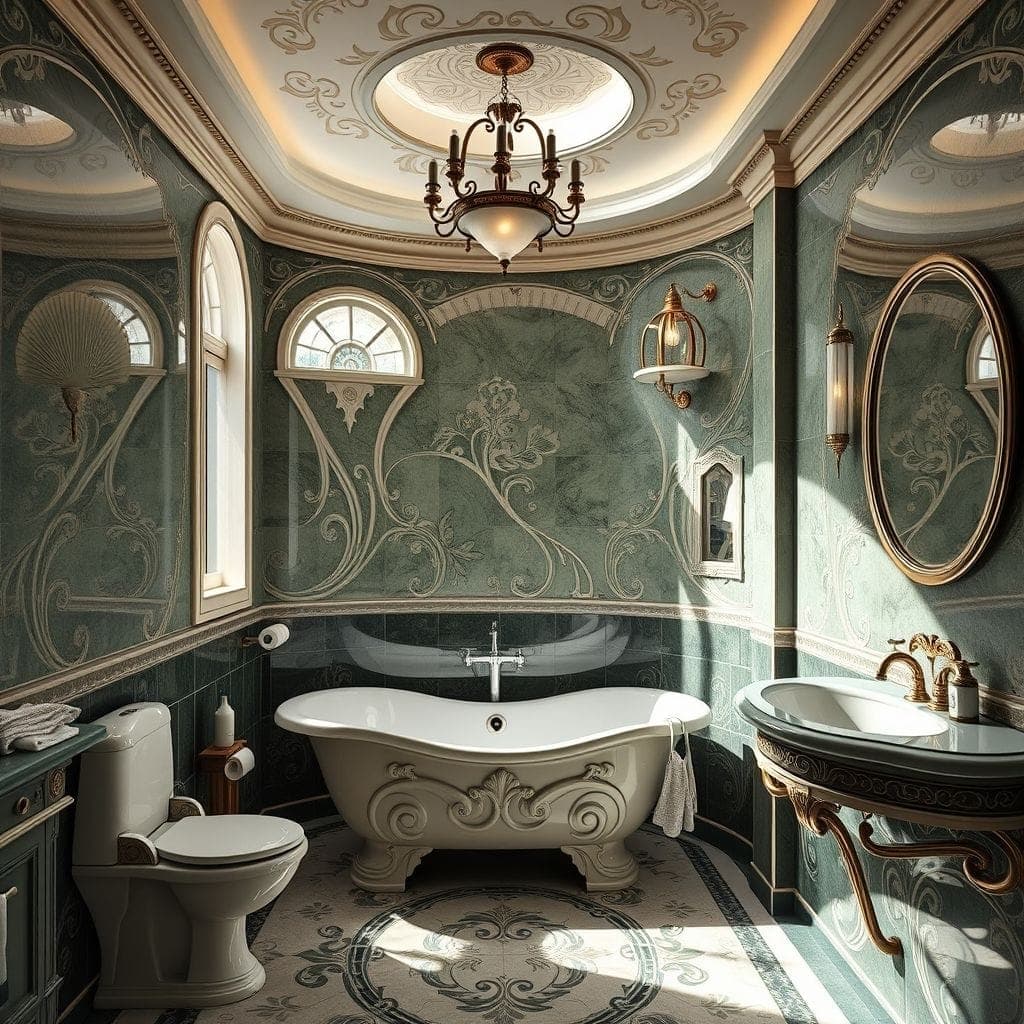 Art Nouveau Hotel Bathroom design example 1