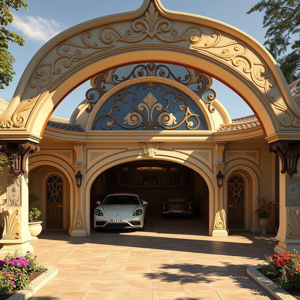 Art Nouveau Outdoor Garage design example 3