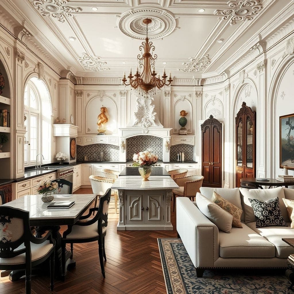 Baroque Kitchen Living Combo design example 1
