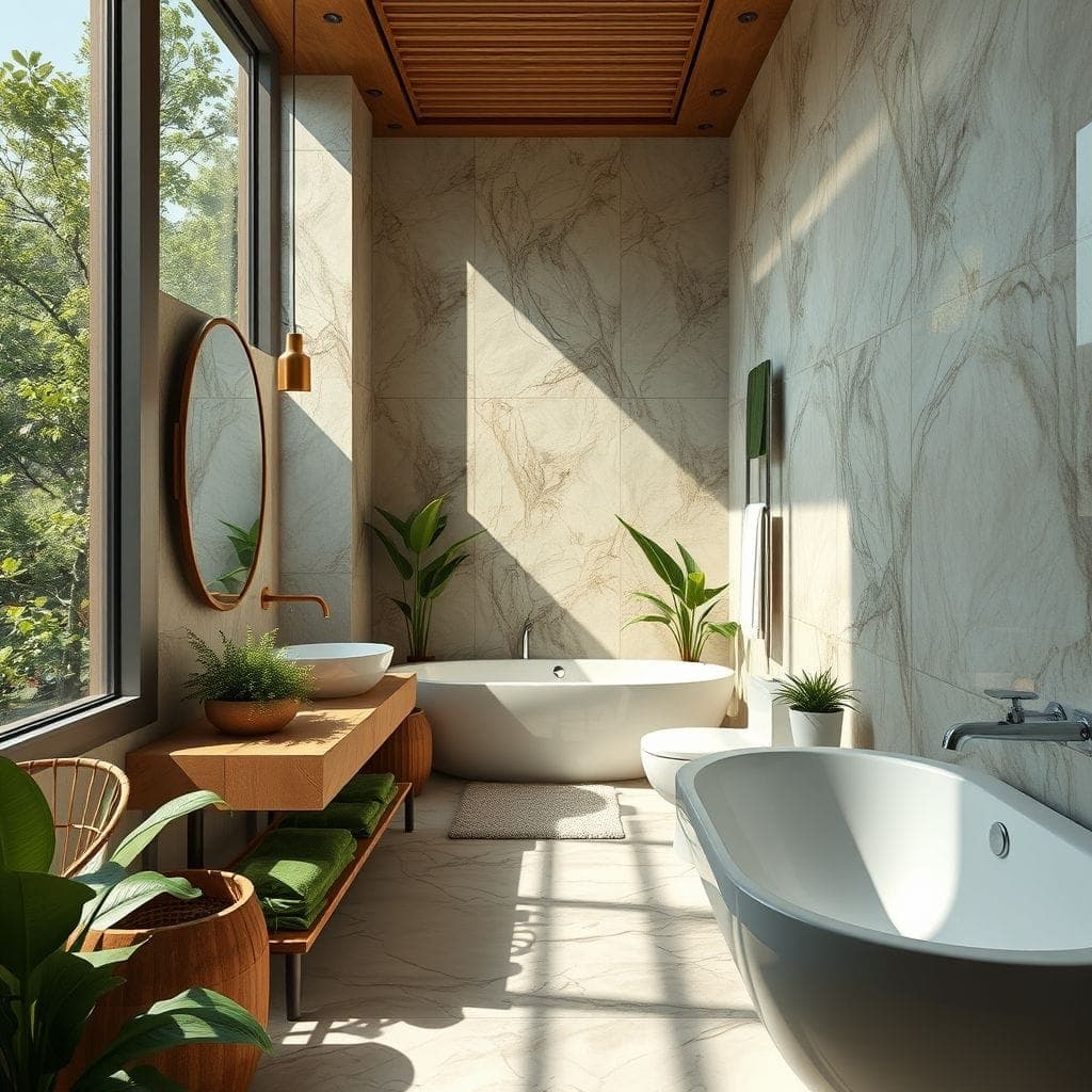 Biophilic Hotel Bathroom design example 1