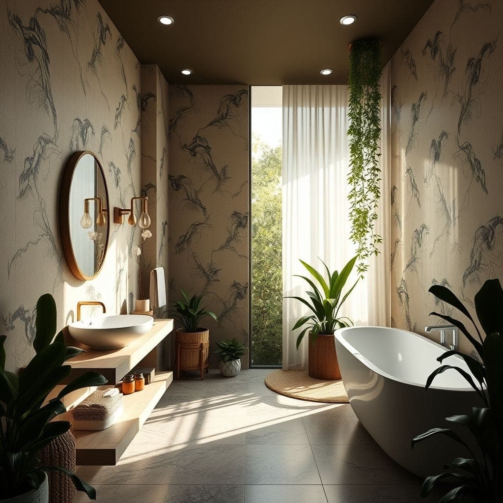 Biophilic Hotel Bathroom design example 4