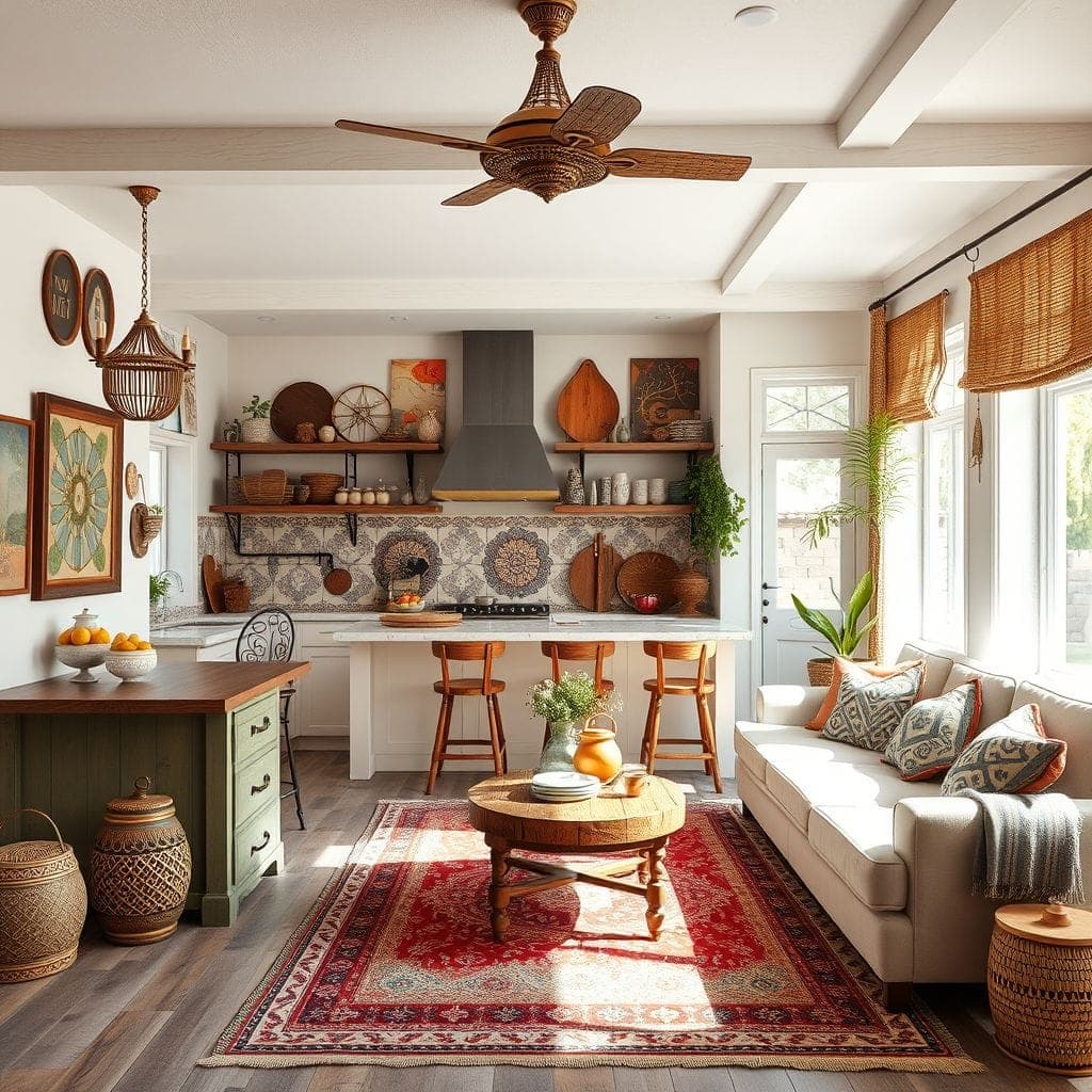 Bohemian Kitchen Living Combo design example 1