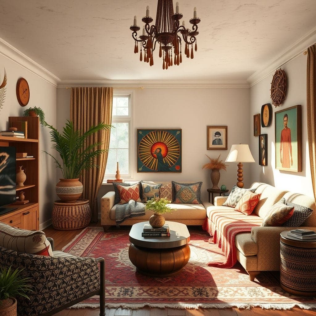 Bohemian Living Room design example 4