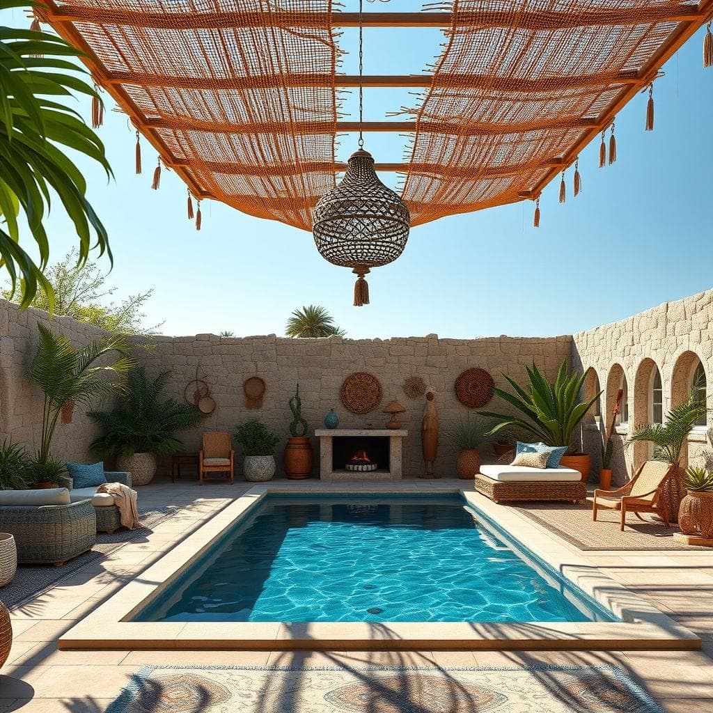 Bohemian Outdoor Pool Area design example 1