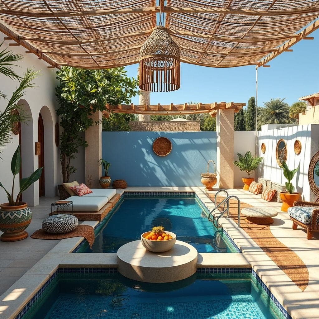 Bohemian Outdoor Pool Area design example 3