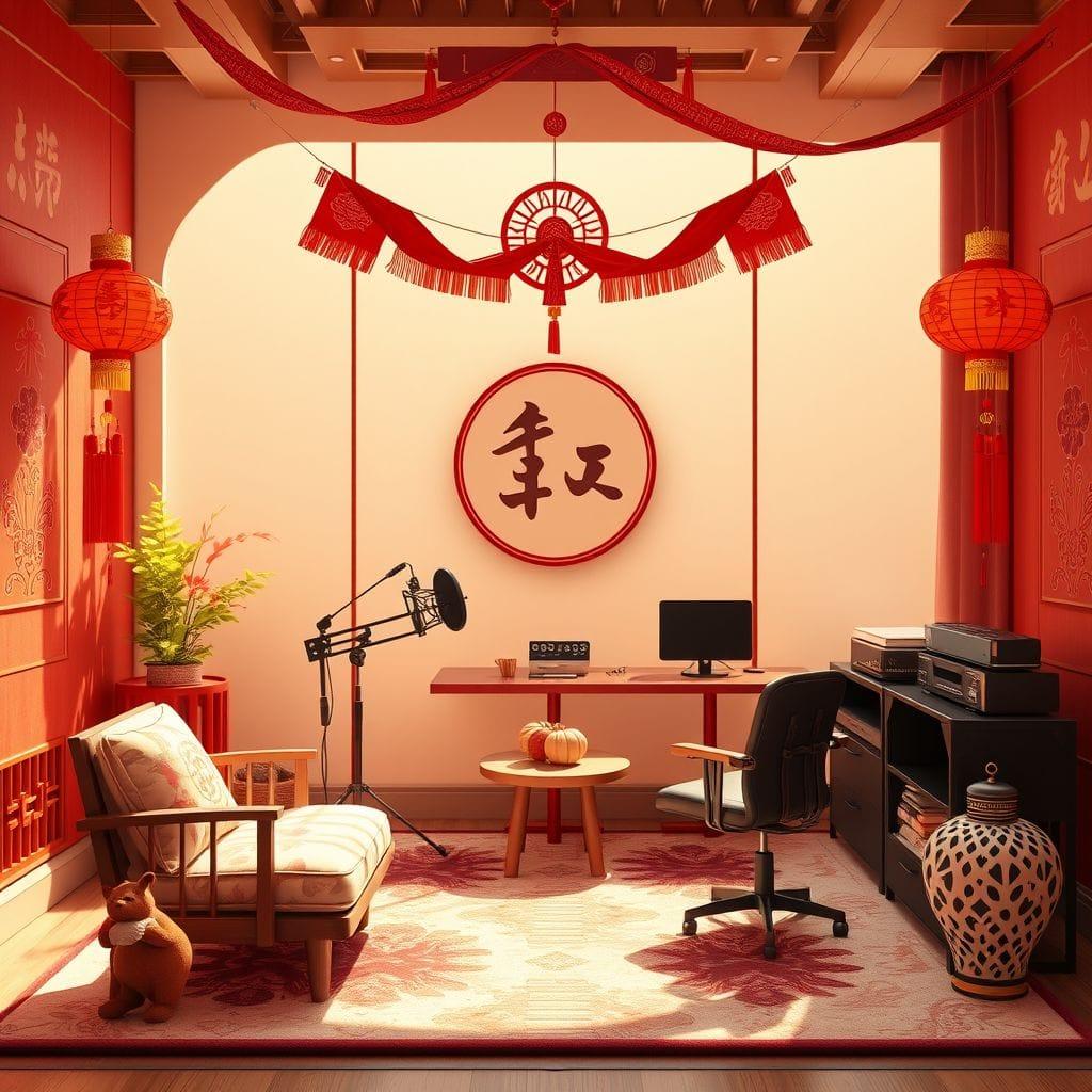 Chinese New Year Podcast Studio design example 4