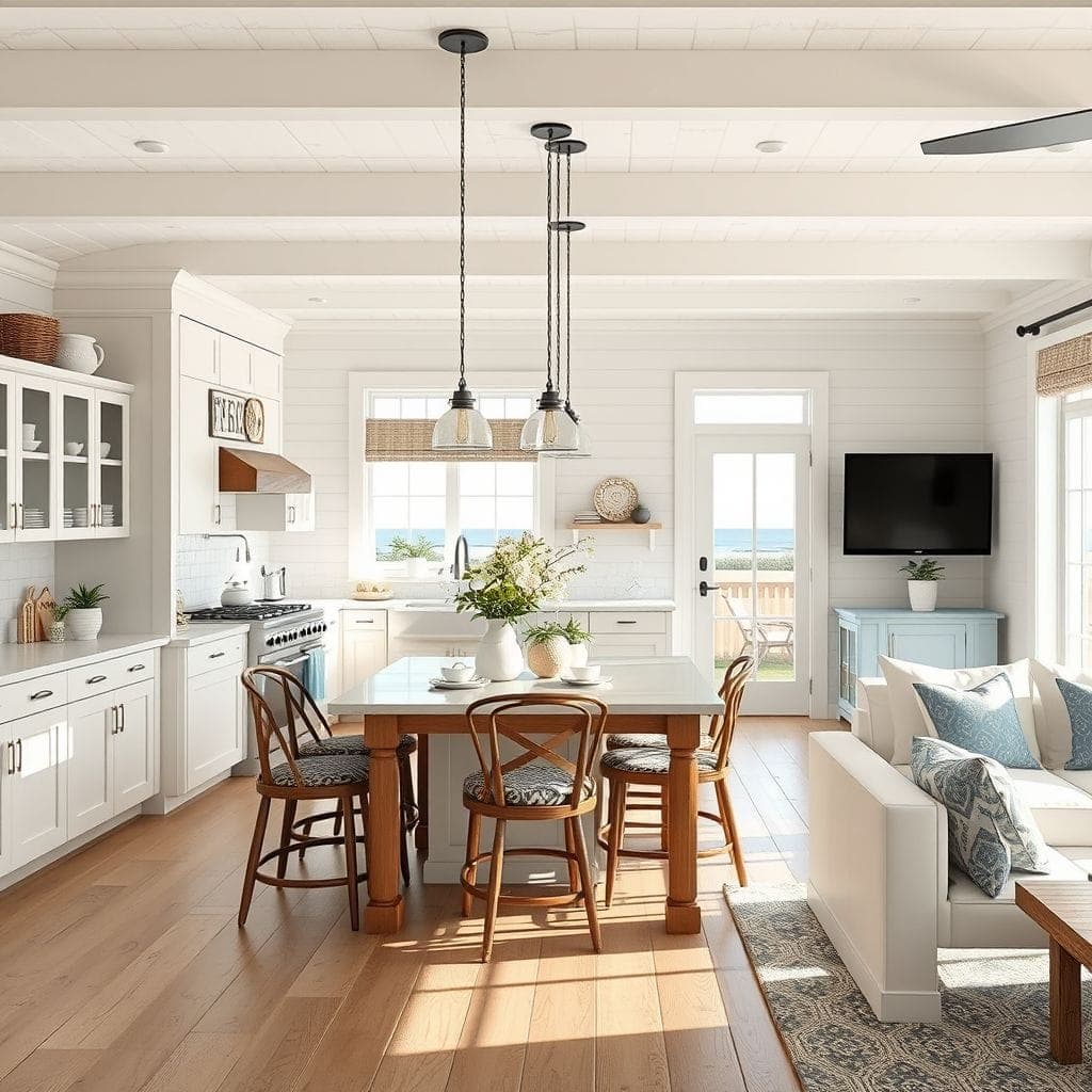 Coastal Kitchen Living Combo design example 1