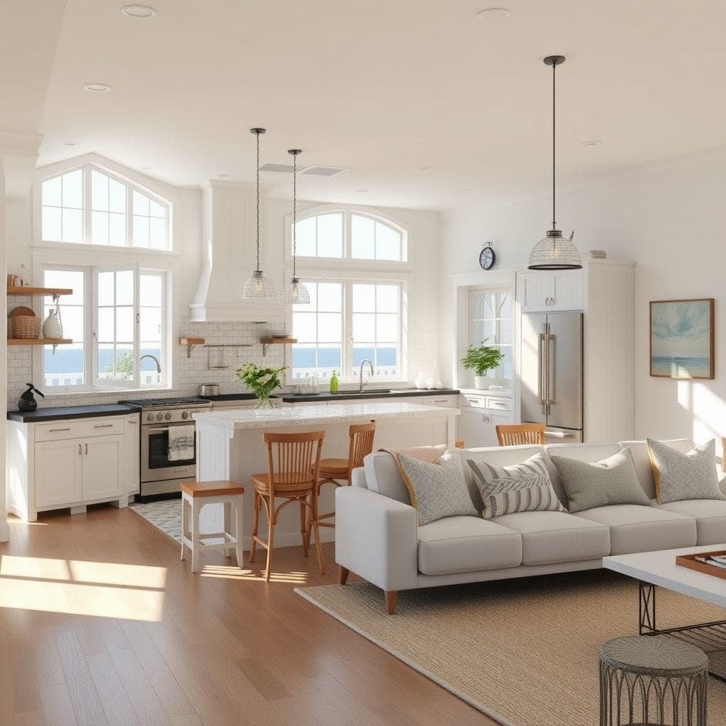 Coastal Kitchen Living Combo design example 4