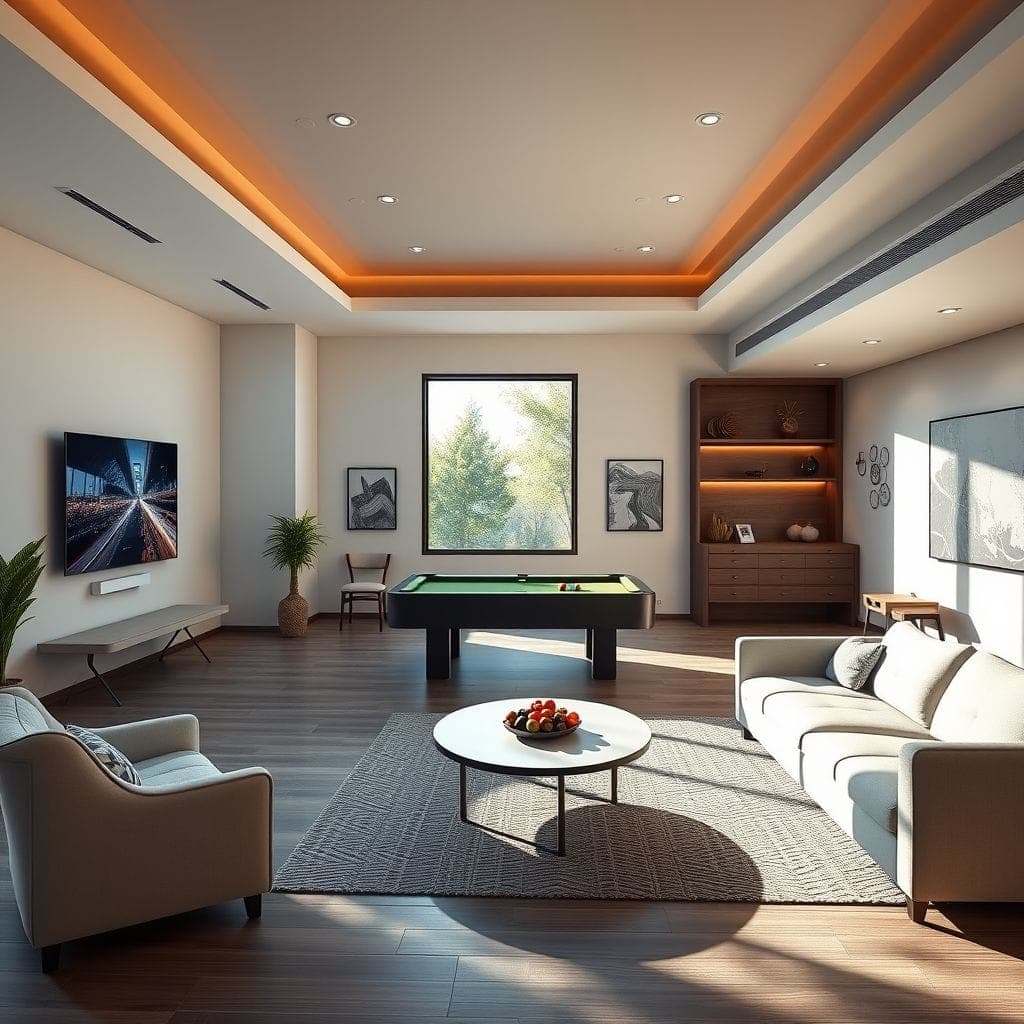 Contemporary Game Room design example 1