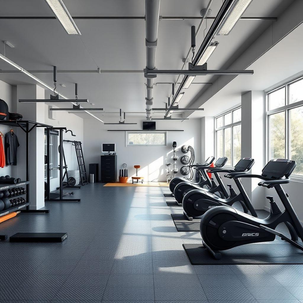 Contemporary Garage Gym design example 1