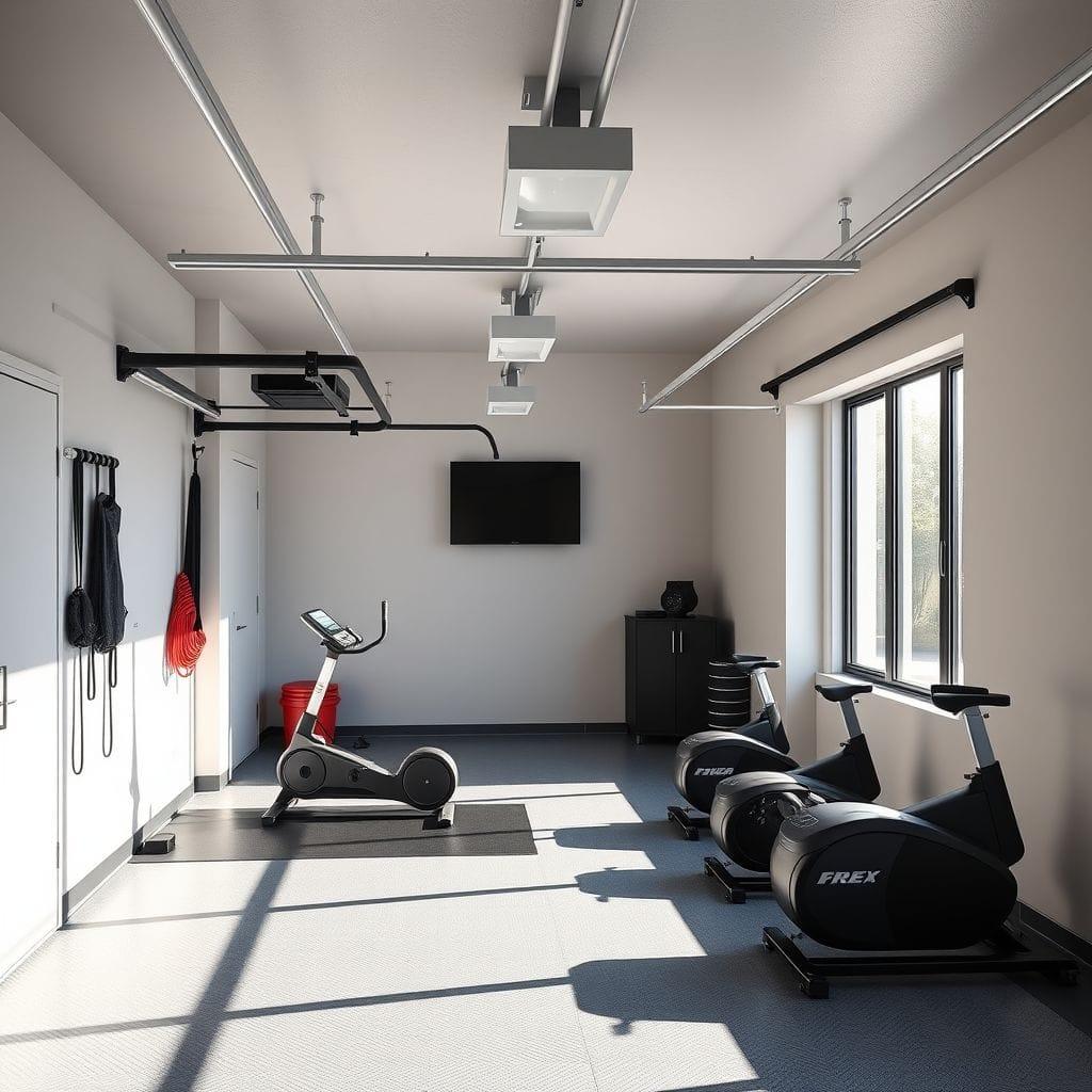 Contemporary Garage Gym design example 3