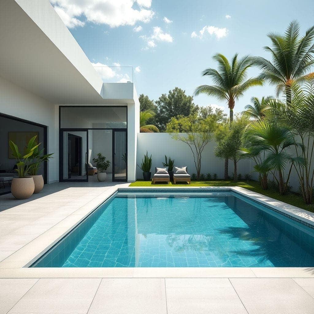 Contemporary Outdoor Pool Area design example 1