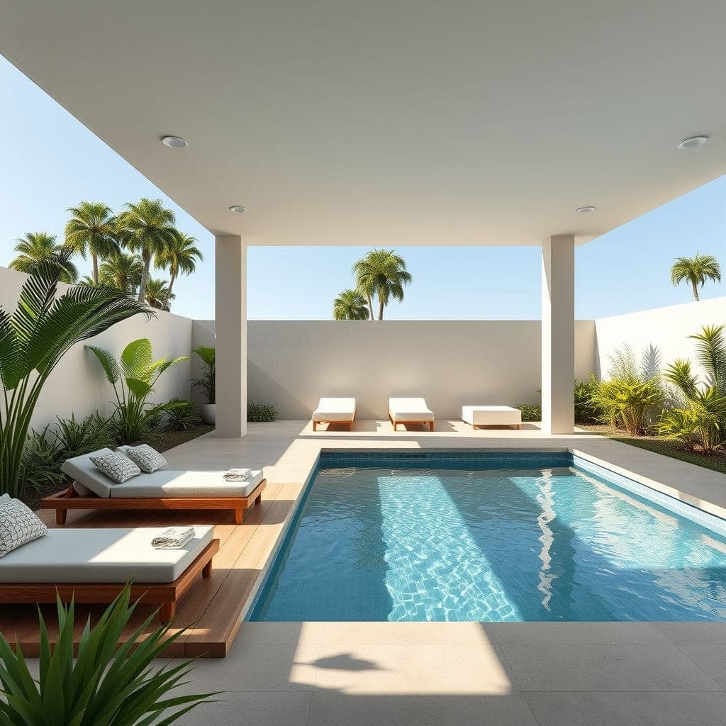 Contemporary Outdoor Pool Area design example 2
