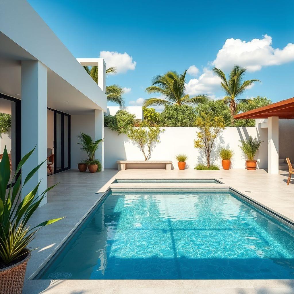 Contemporary Outdoor Pool Area design example 3