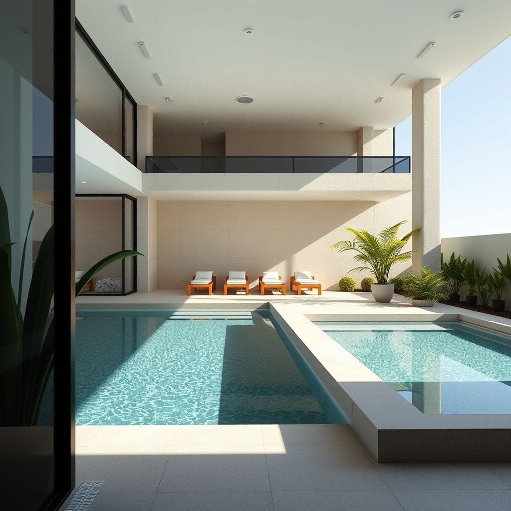 Contemporary Outdoor Pool Area design example 4