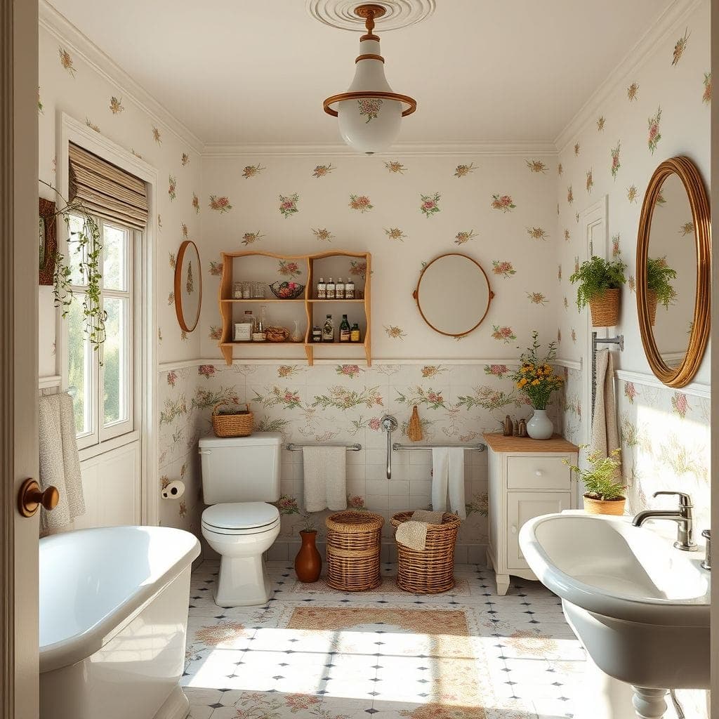 Cottagecore Hotel Bathroom design example 1