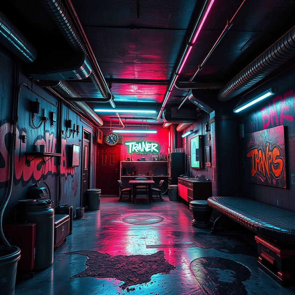 Cyberpunk Basement design example 1