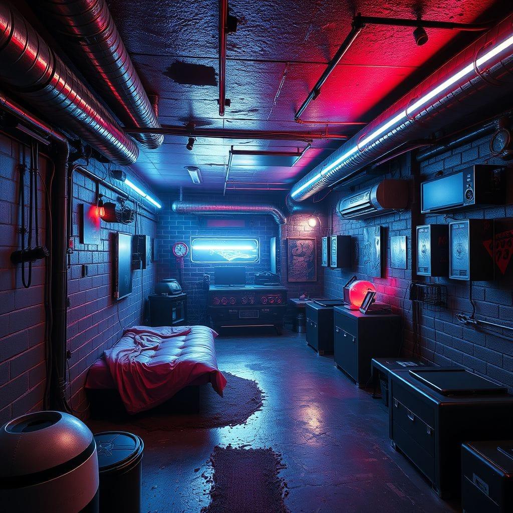 Cyberpunk Basement design example 3