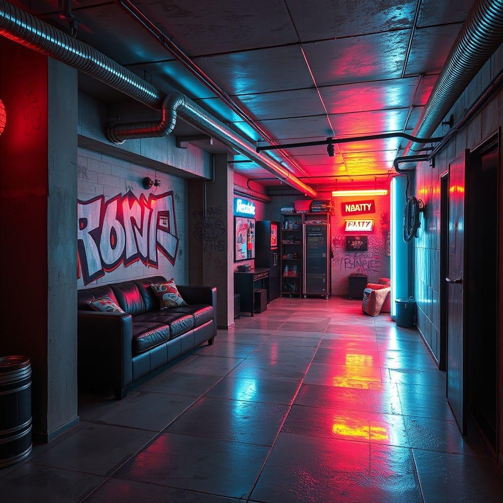 Cyberpunk Basement design example 4