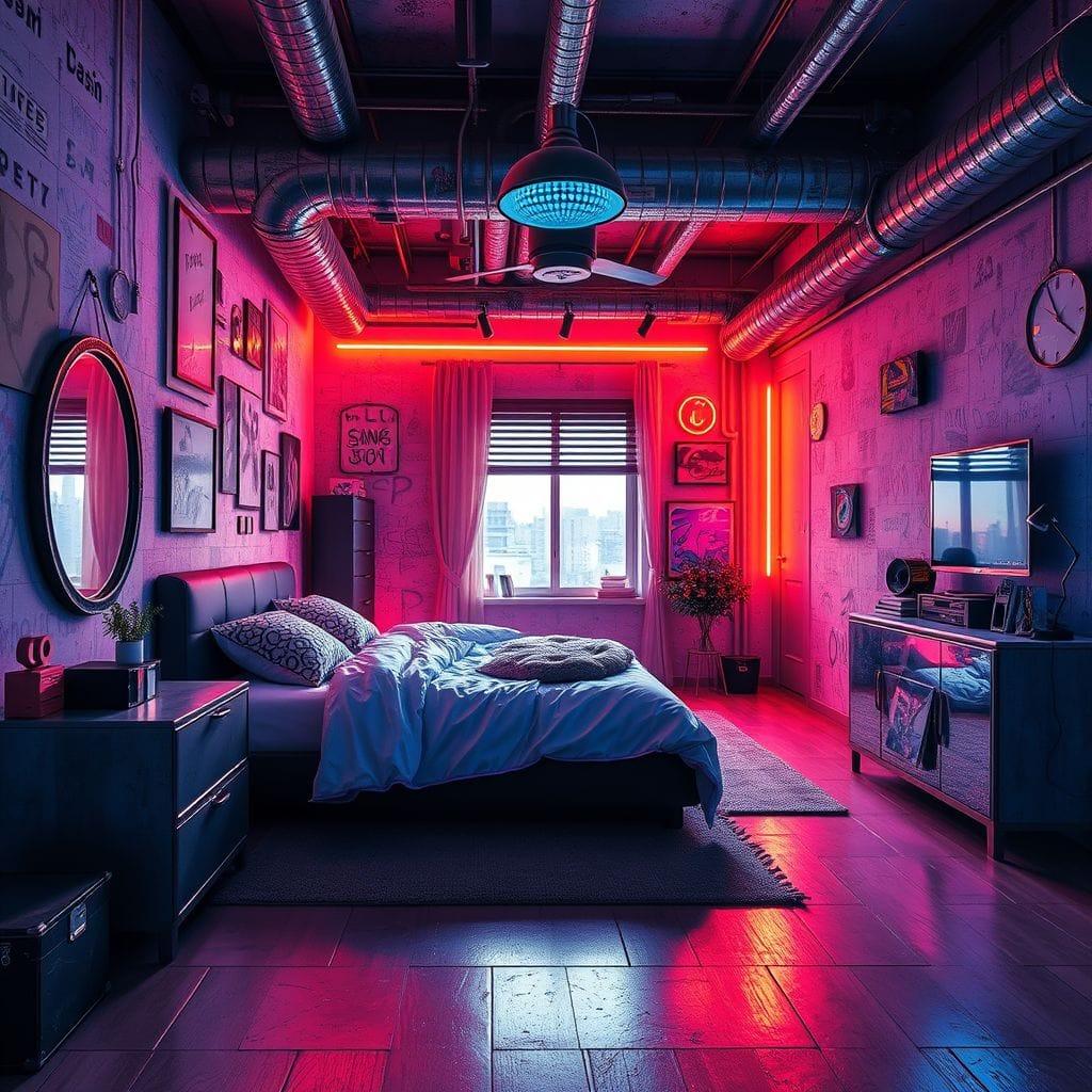 Cyberpunk Bedroom design example 4