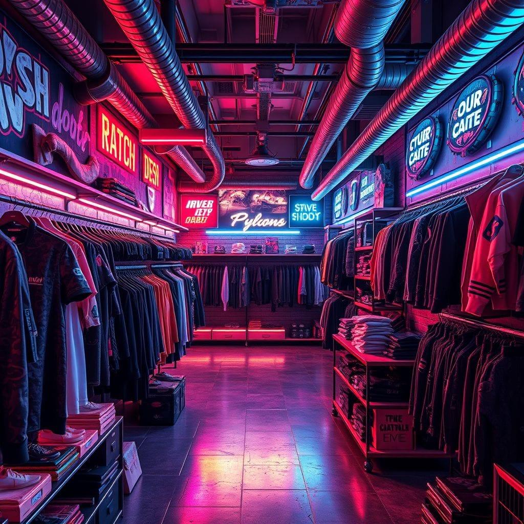 Cyberpunk Clothing Store design example 2