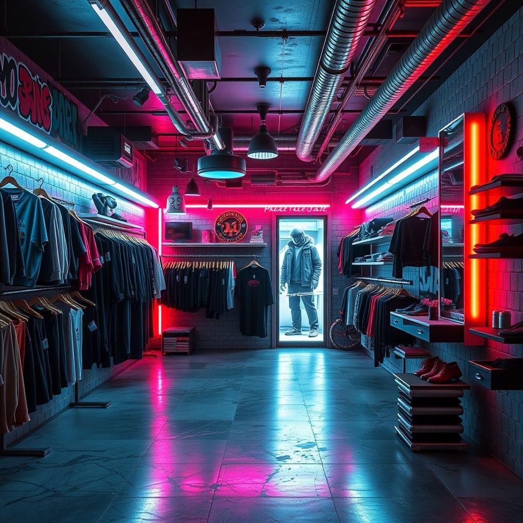 Cyberpunk Clothing Store design example 4