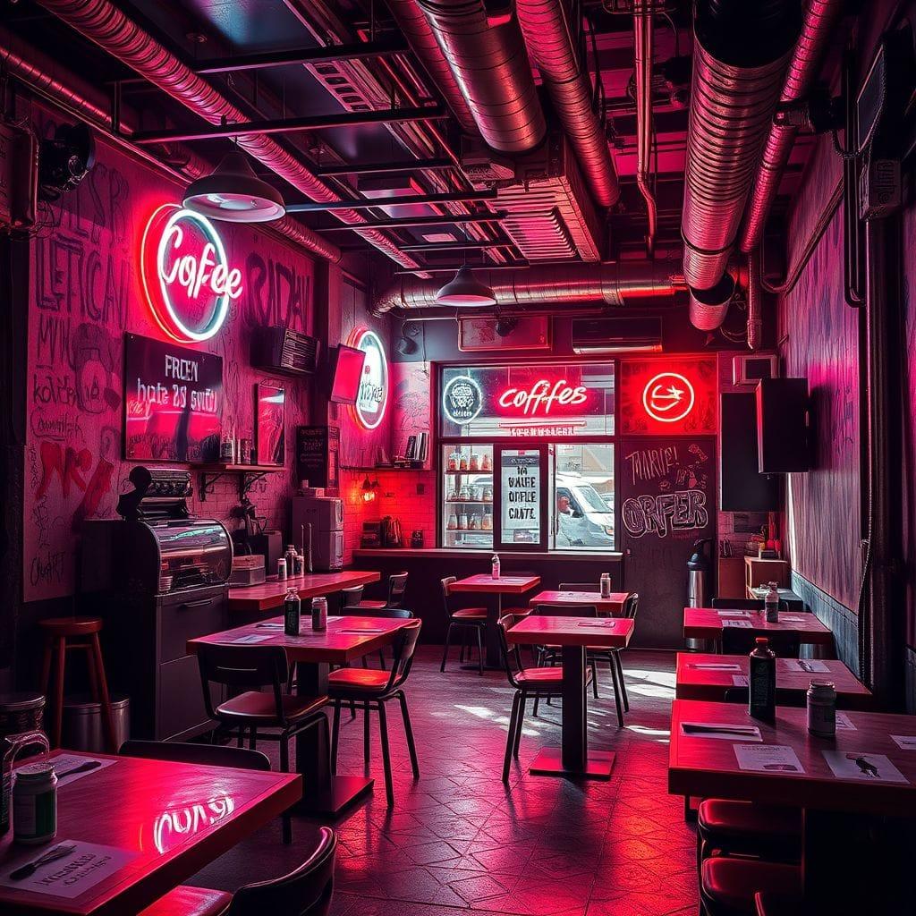 Cyberpunk Coffee Shop design example 4