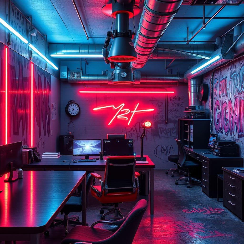 Cyberpunk Coworking Space design example 3