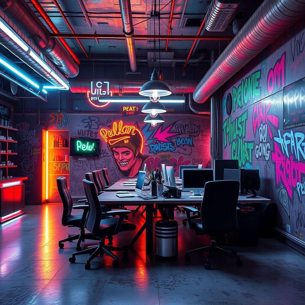 Cyberpunk Coworking Space design example 4