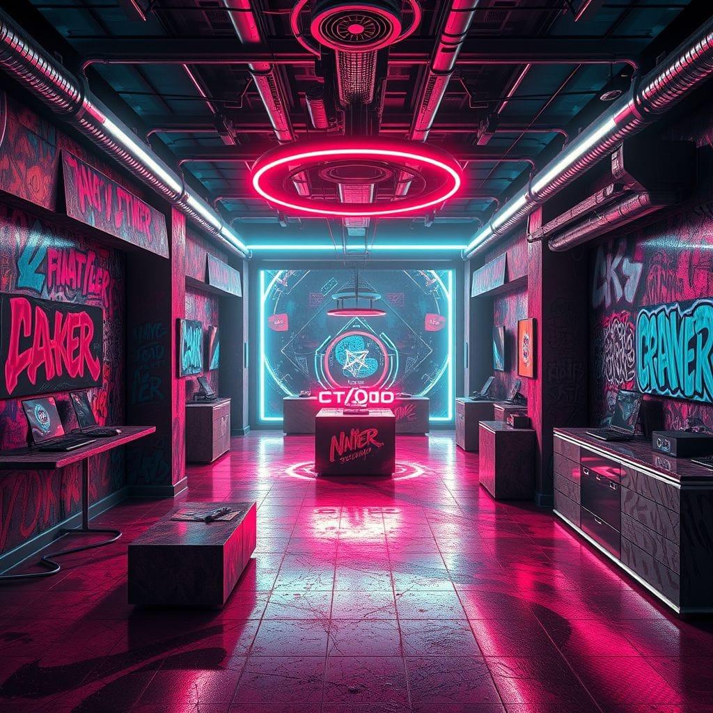 Cyberpunk Exhibition Space design example 1