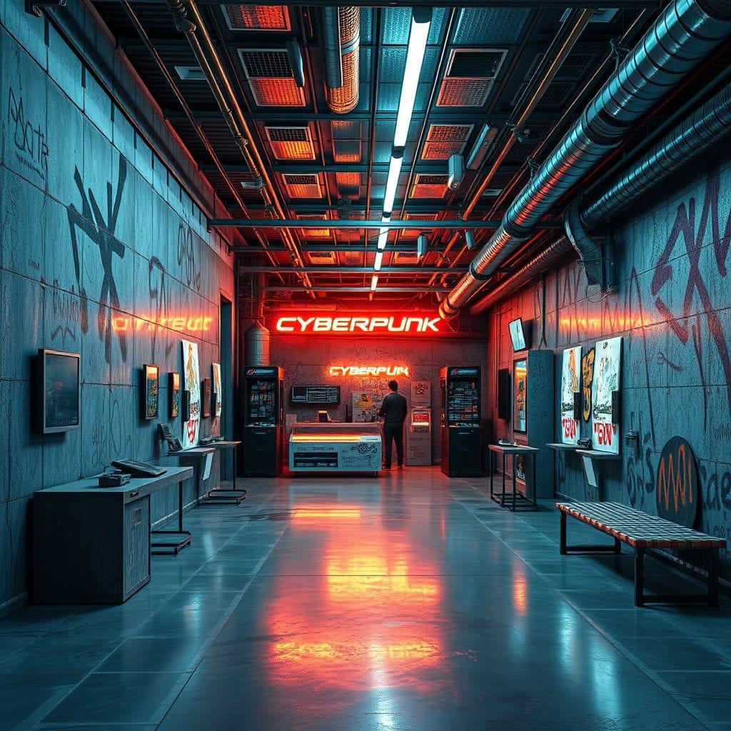Cyberpunk Exhibition Space design example 4