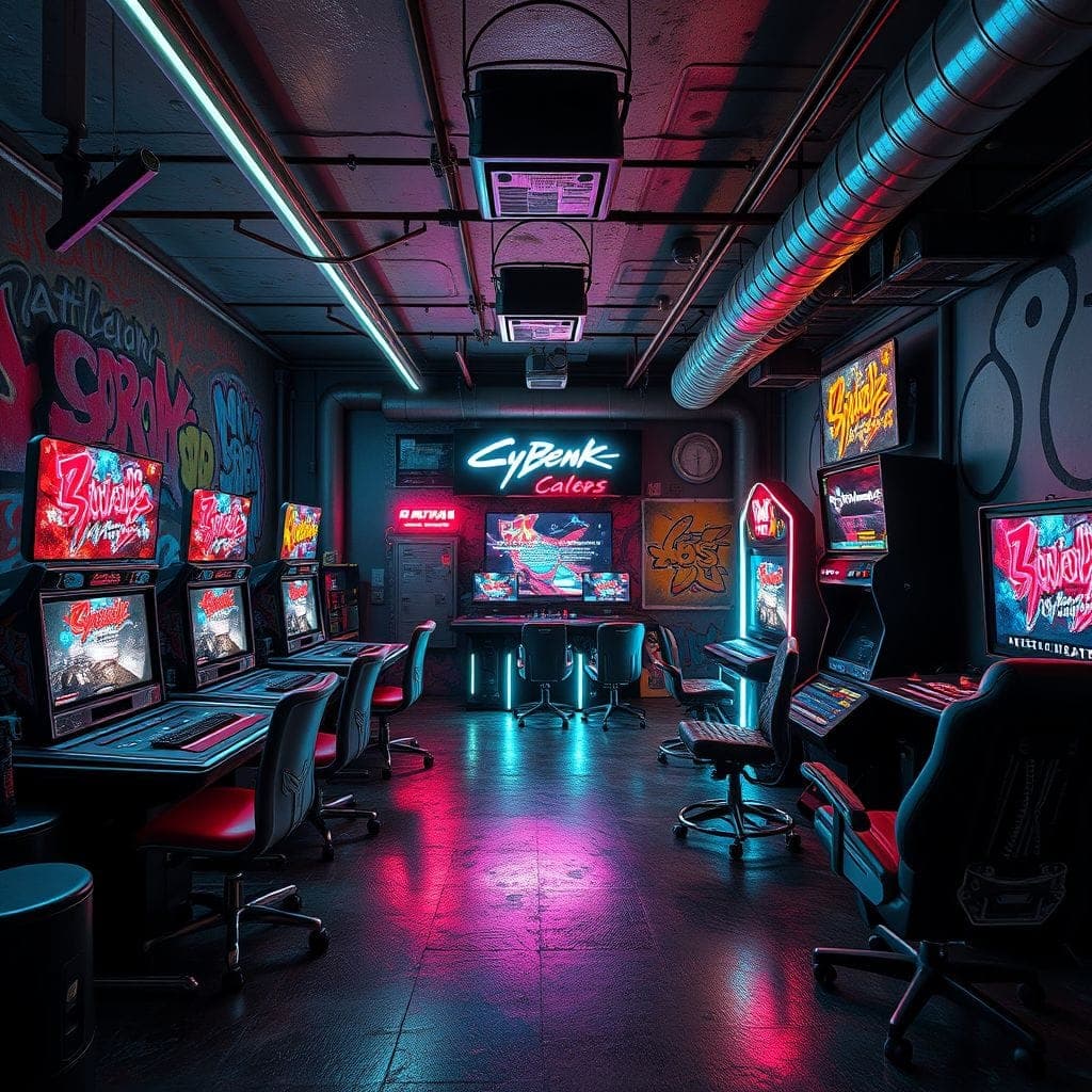 Cyberpunk Game Room design example 1