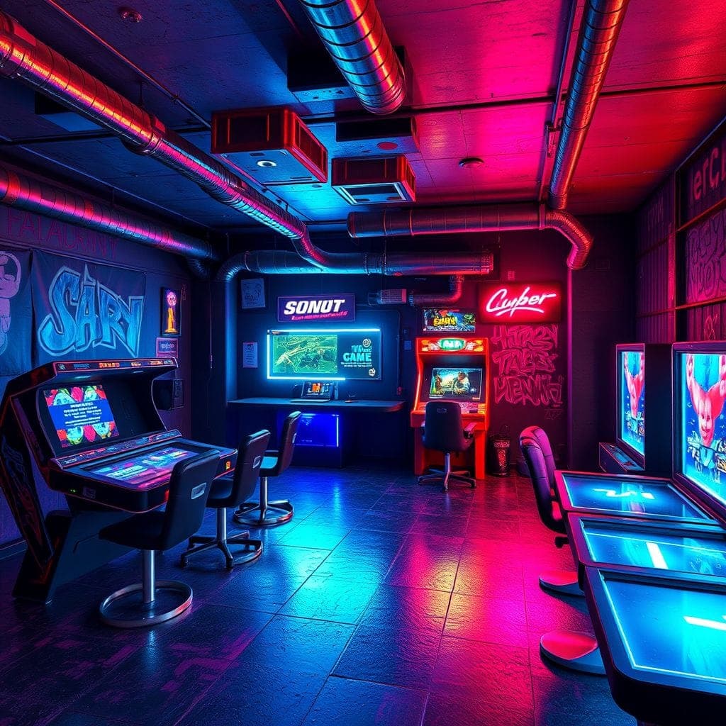 Cyberpunk Game Room design example 2