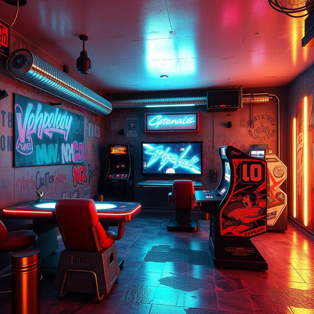 Cyberpunk Game Room design example 3