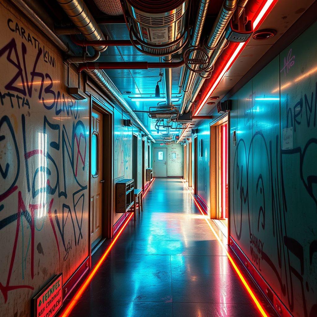 Cyberpunk Hallway design example 1