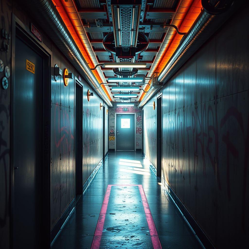 Cyberpunk Hallway design example 2