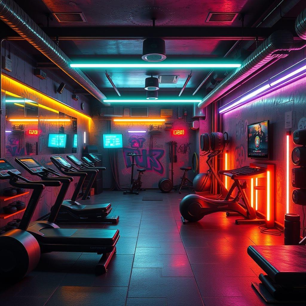 Cyberpunk Home Gym design example 4