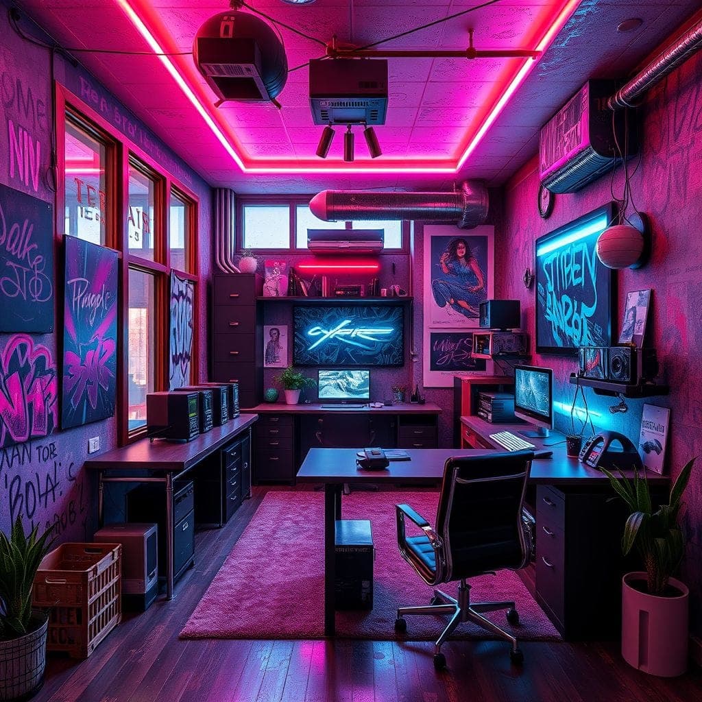 Cyberpunk Home Office design example 1