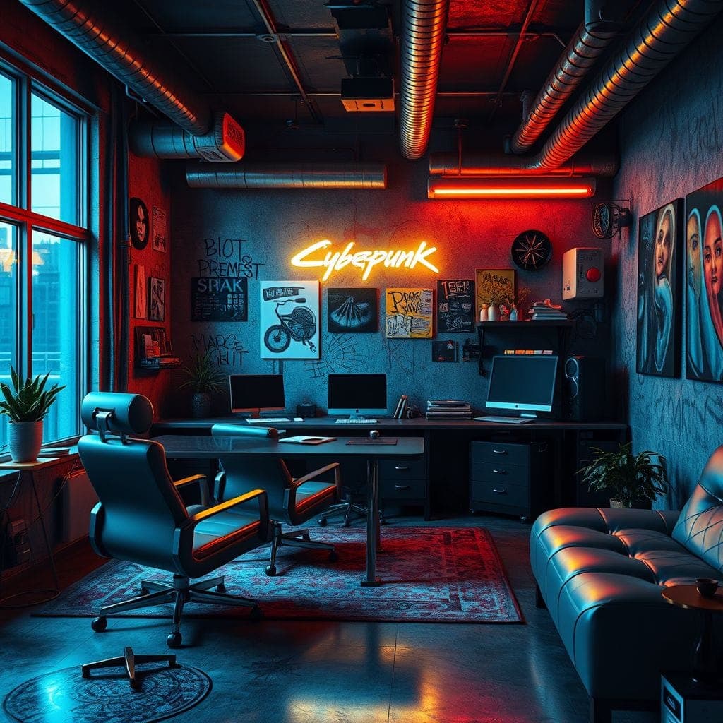 Cyberpunk Home Office design example 2