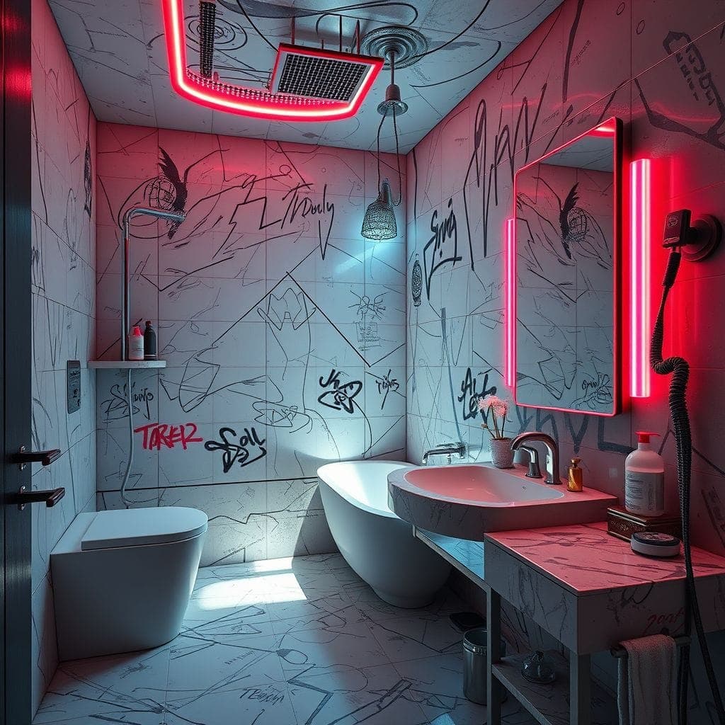 Cyberpunk Hotel Bathroom design example 4