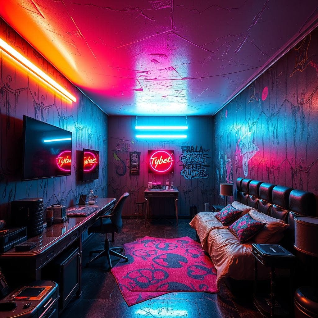 Cyberpunk Hotel Room design example 1
